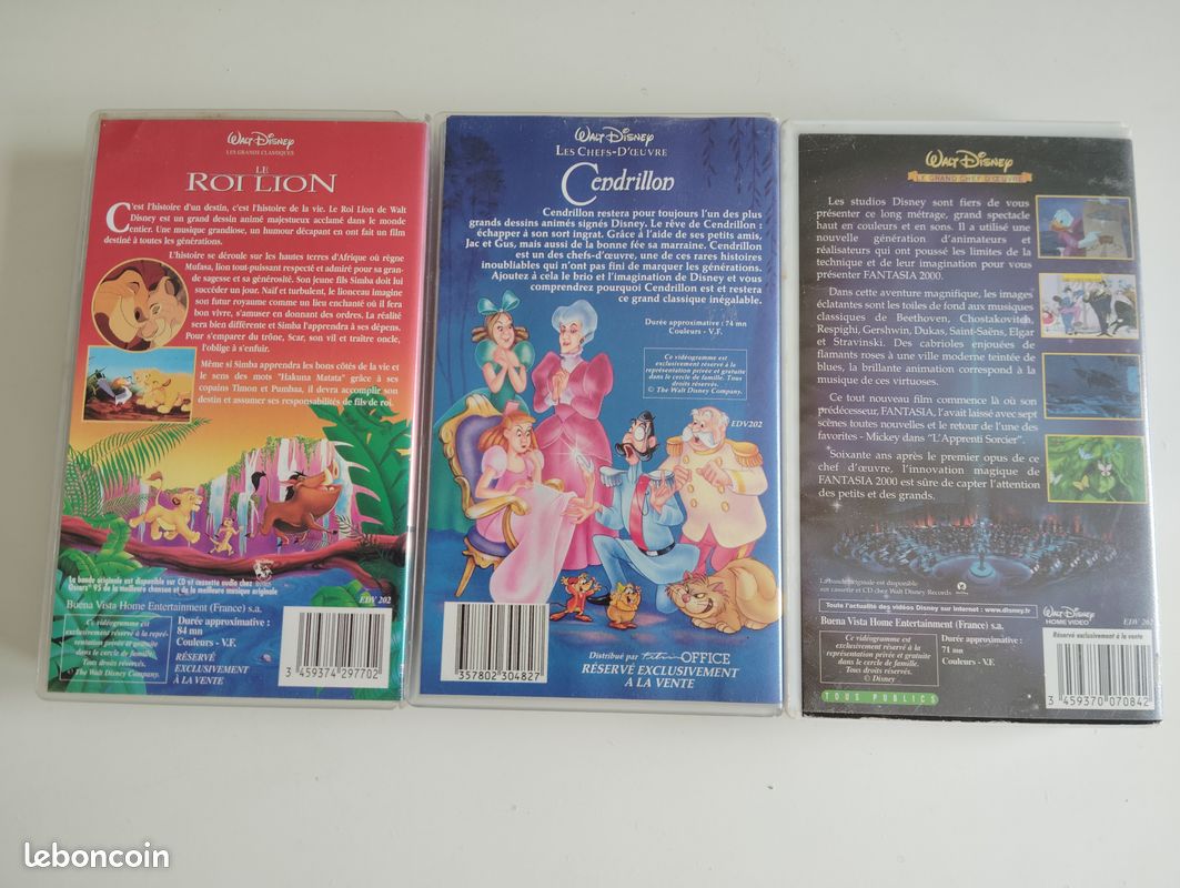 Dysney VHS: roi lion, cendrillon, fantasia (image 2)