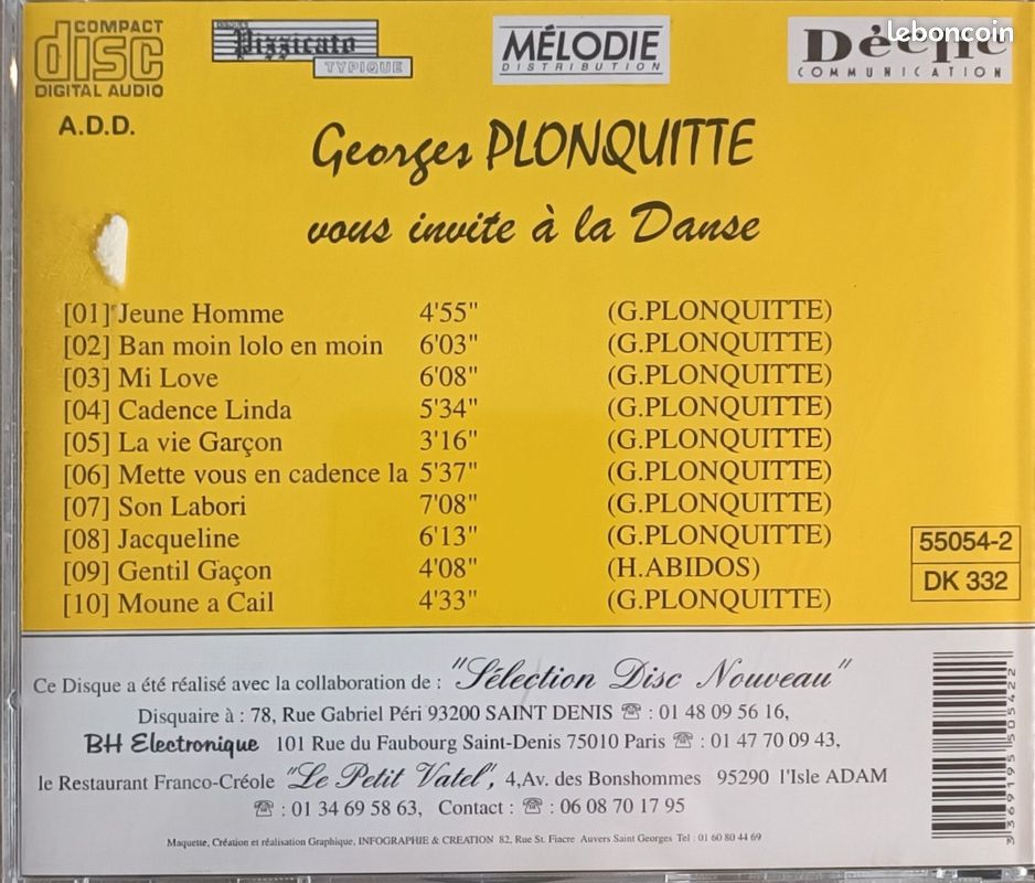 CD Zouk Georges Plonquitte "Vous Invite à la Danse En Stéréo Live" (image 3)