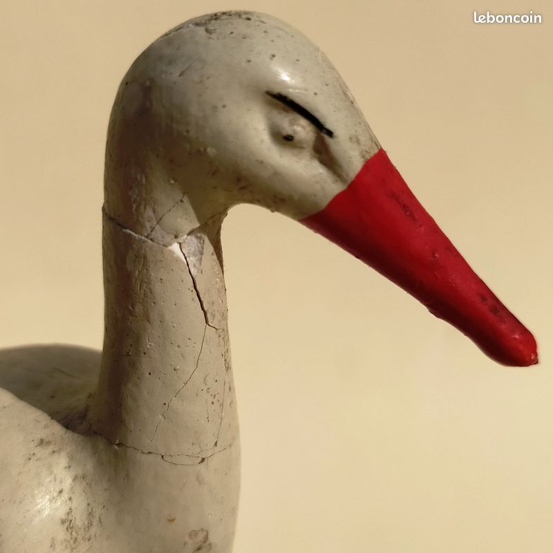 Vintage Français Figurine Cigogne Sculpture doiseau de