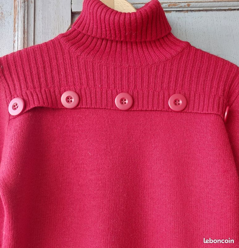 Pull col roulé vintage rouge taille 36-38 - danayel (image 2)