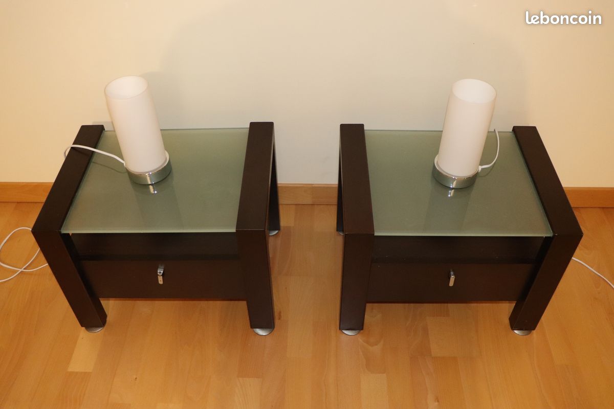 2 tables de chevet Roche & Bobois et leurs lampes de chevet tactiles (image 3)