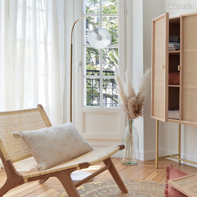 Lampadaire Atmosphera Keli - Design Moderne En Métal Doré - Hauteur 150cm - Sans Ampoule
