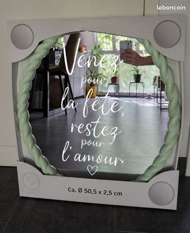 Miroir vert sauge love mariage tressé (image 1)
