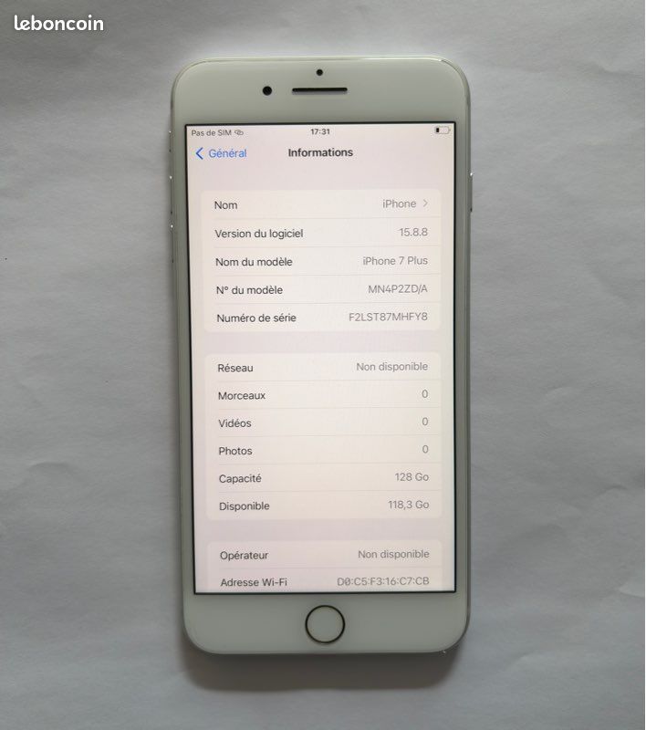 IPhone 7+ Silver 128GB / Batterie Neuve (image 3)