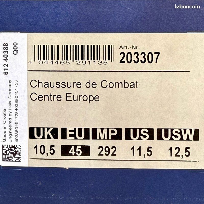 Chaussures HAIX Centre Europe 203307 T.45 NEUVES boîte d’origine (image 5)
