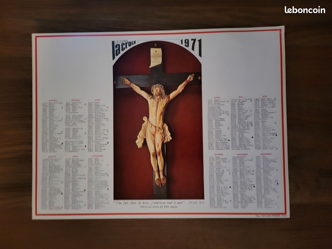Calendrier mural la croix 1971 (image 1)