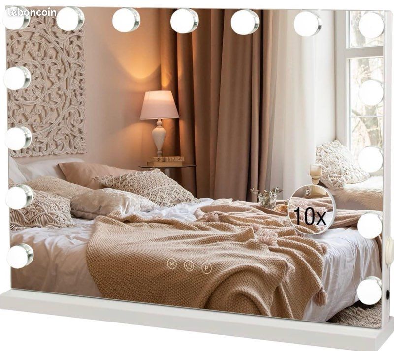 EMKE Hollywood miroir de courtoisie avec lumière, 36x30.4cm noir, miroir de coiffeuse pivotant à EMKE Hollywood miroir de courtoisie avec lumière, 36x30.4cm noir, miroir de coiffeuse pivotant à