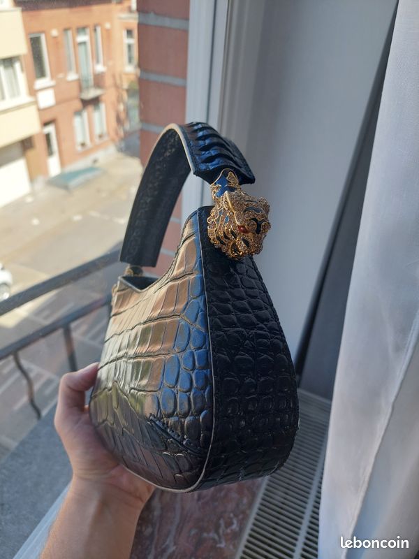 Sac Roberto Cavalli - Roar Medium Hobo Black avec Bijoux Tigres (image 8)