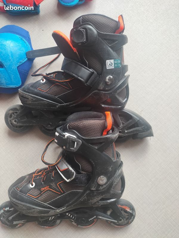 Pack patins à roulettes évolutifs 32-35 Decathlon et protections (image 1)