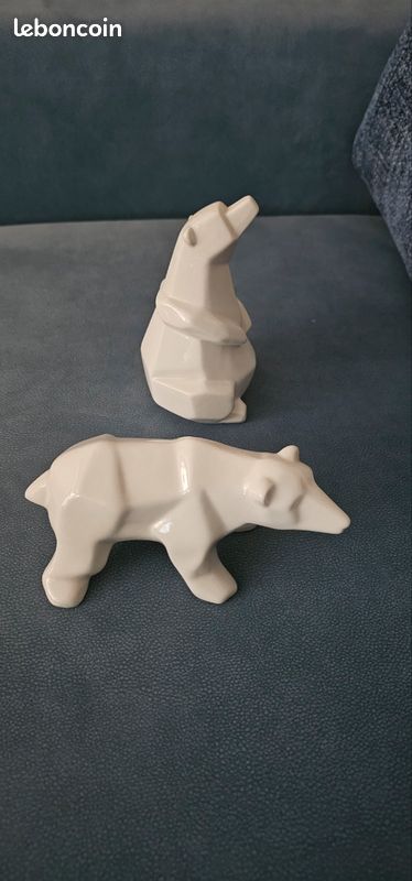 Deco : duo d ours en céramique blanche (image 3)