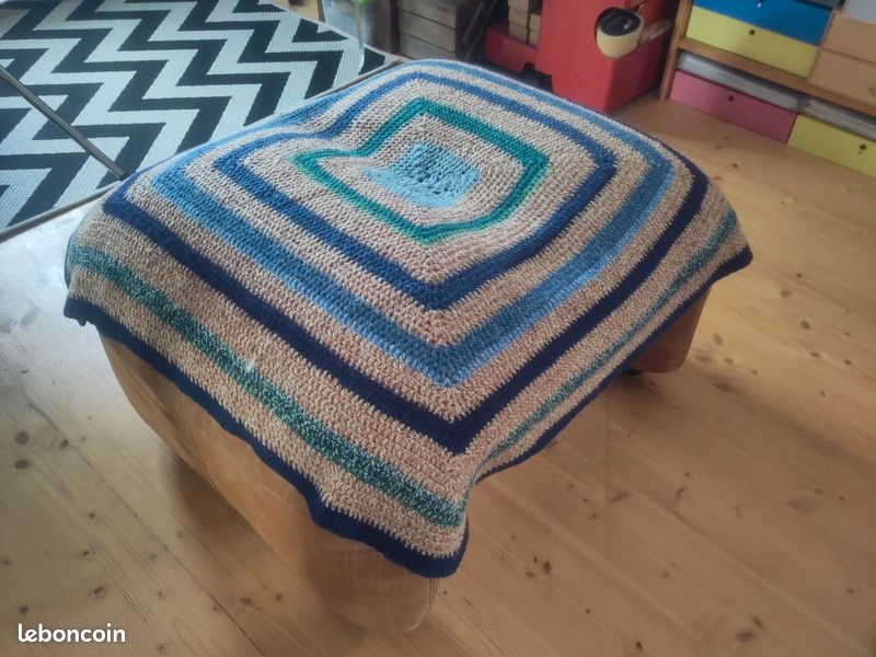 Vintage tricoté à la main carré - multi couleur (image 1)