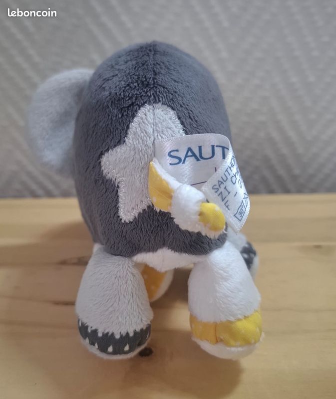 Doudou petit modèle éléphant gris marron jaune Babyfan Sauthon baby deco (image 7)