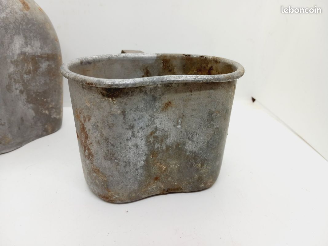 Gourde US WW1 avec Son Quart Modele M1910 Précoce Faite D Une Pièce Militaria (image 3)