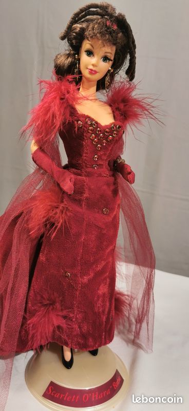 fitted lace wedding dress Barbie as Scarlett O'Hara “Gone With The Wind” Red Velvet Dress by Mat –  Enchanted Styles main image 0