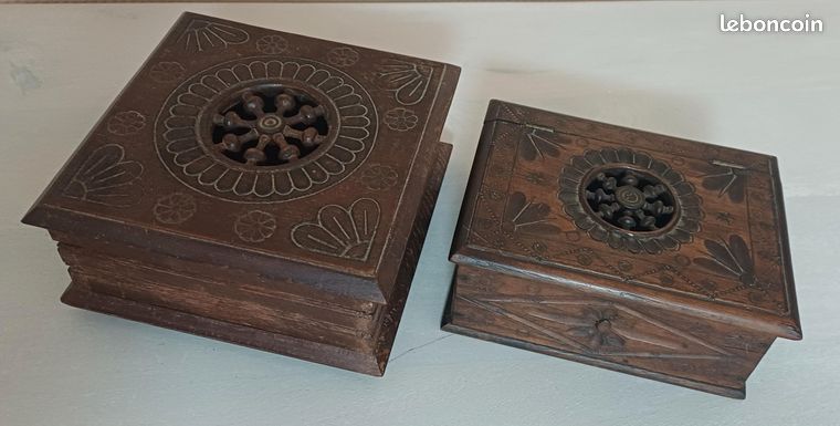 Boîte Bonbonnière En Bois – Décor Breton, Fait Main, Signée Armor (vintage)