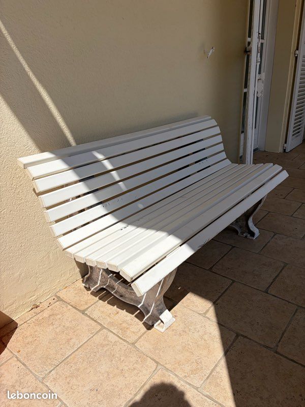 Banc de jardin blanc (image 1)