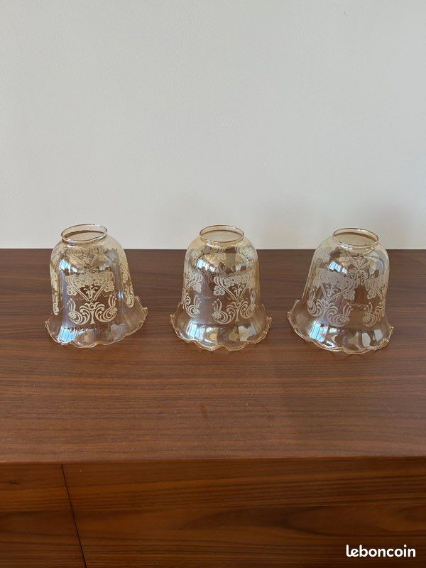 Lot de 3 globes tulipe verre ambré (image 2)