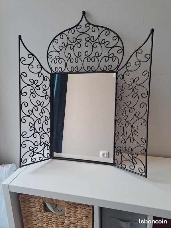 Miroir fenêtre style oriental ferronnerie noir neuf (image 1)