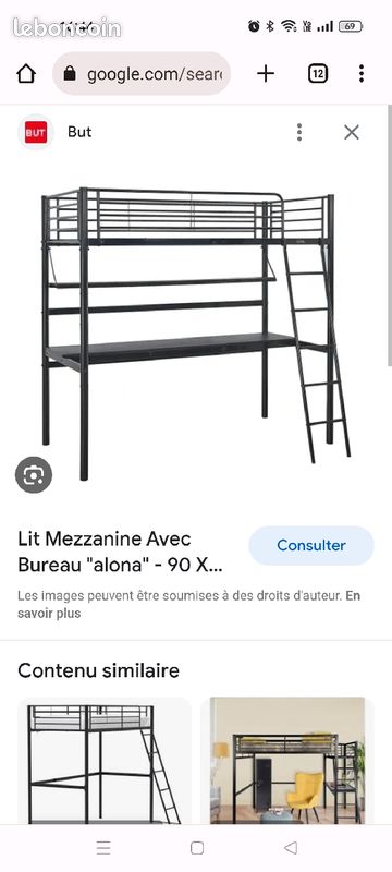 Lit mezzanine+ bureau (image 1)