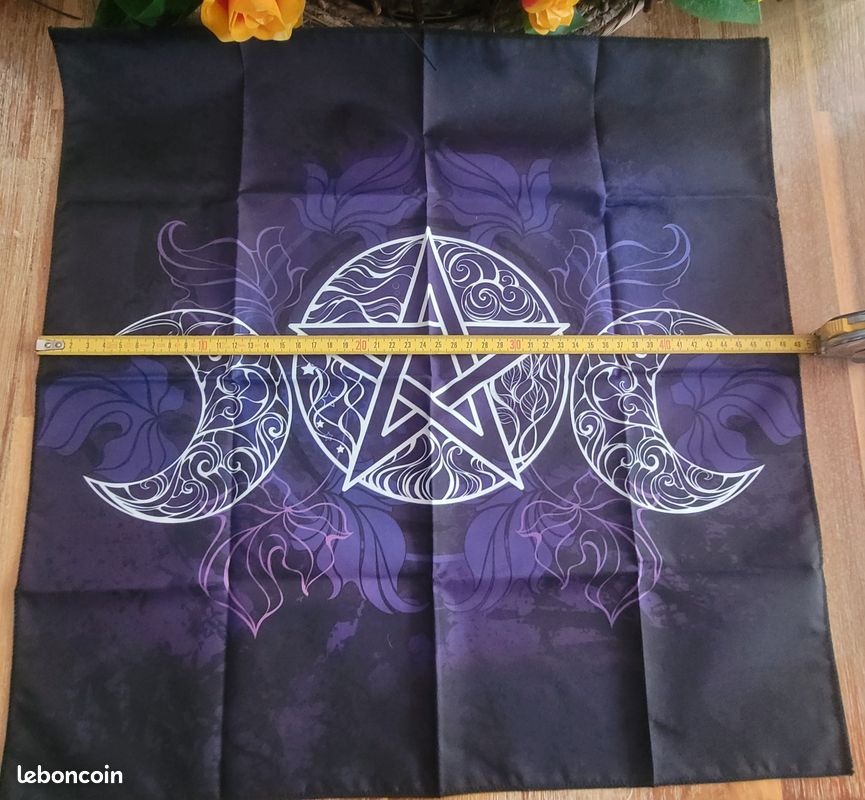 Tapis d'Autel Triple Lune & Pentacle – Tirage Cartes – Oracles / Tarots / Divinatoire / Astrologie – M – Neuf (image 5)
