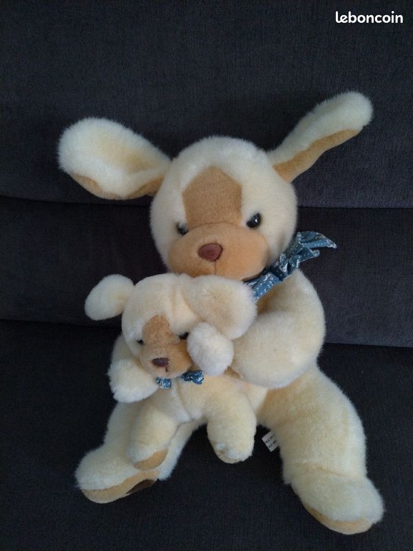 Peluche papa lapin avec son lapereau 40 cm (image 1)