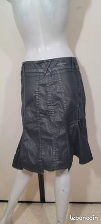 Jupe En Velours Gris Bronze Foncé Aventures Des Toiles - Taille 38 - Taille élastiquée - Occasion Très Bon état