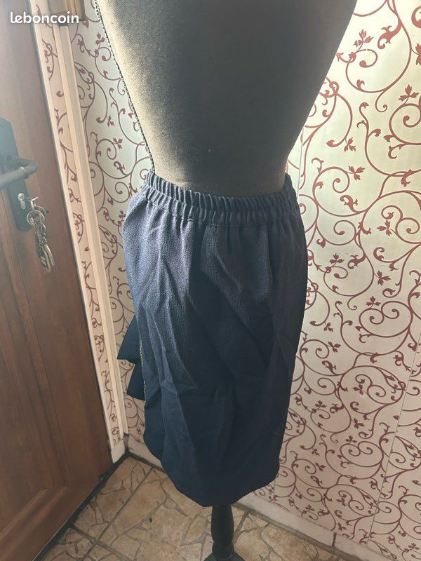 Jupe Mini Bleu Marine - Taille 44 - Neuf Avec étiquettes - 100% Coton Élasthanne