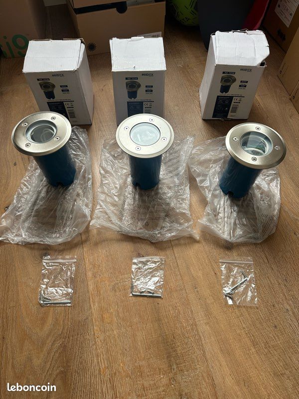 Lot de 3 spot encastrable au sol MIDEX + douille GU10 (image 1)