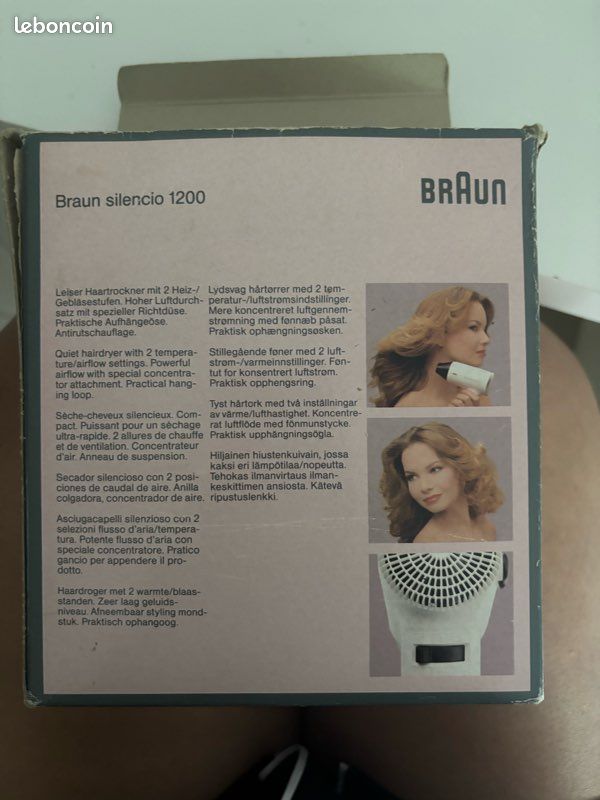 Sèche-cheveux Braun Silencio 1200 – Parfait état Électroménager