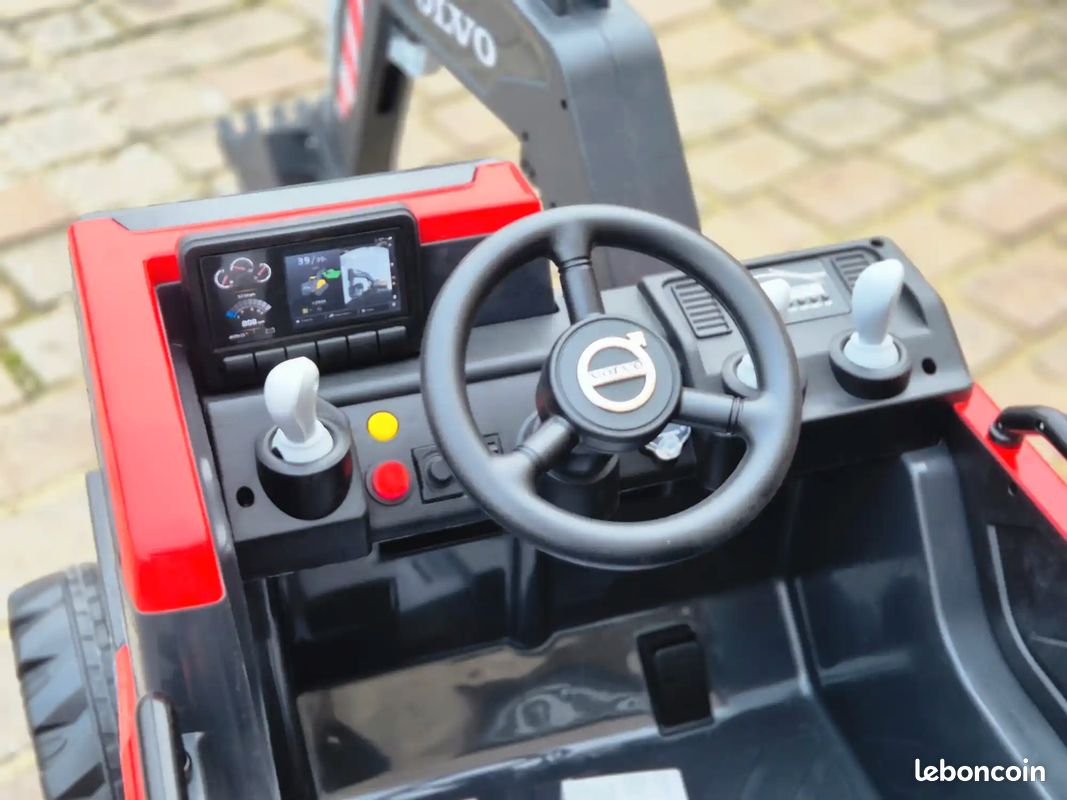 Voiture électrique enfant « Volvo Excavator 12 V » – louche avant + MP3 + roues EVA – rouge (image 4)