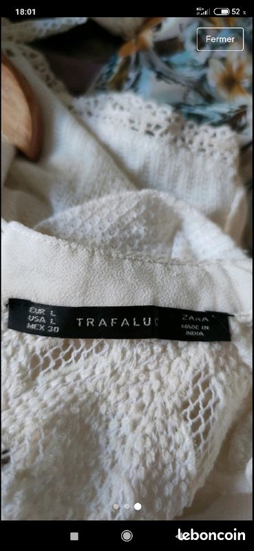 Haut fluide blanc transparence et dentelle (image 2)