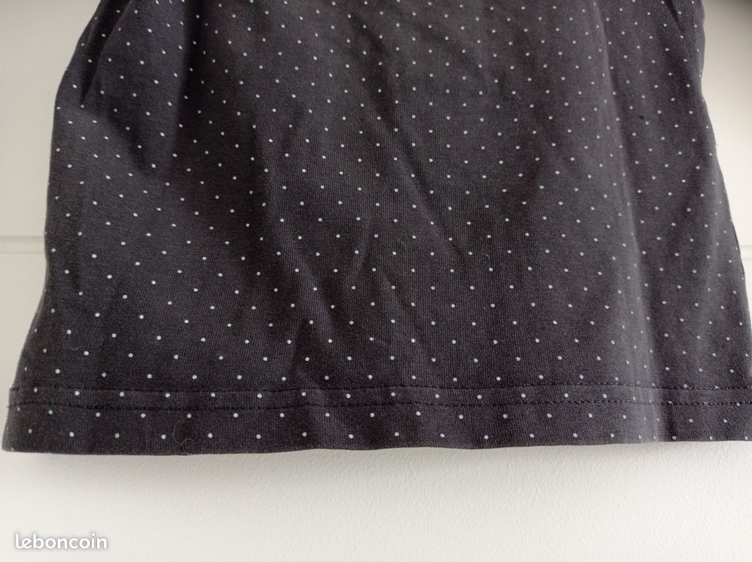 Pull t-shirt manche longue fille 2-3-4 ans en coton bio gris a petit pois blanc Marque H&M Très bon (image 7)