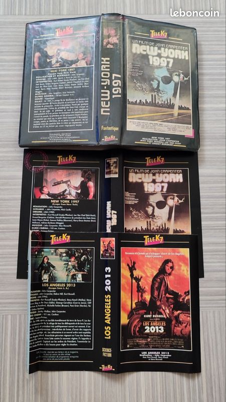 Intégrale Snake Plissken New-York 1997 / Los Angeles 2013 VHS (Enregistrement TV) 3 Jaquettes Télé K7 (image 7)