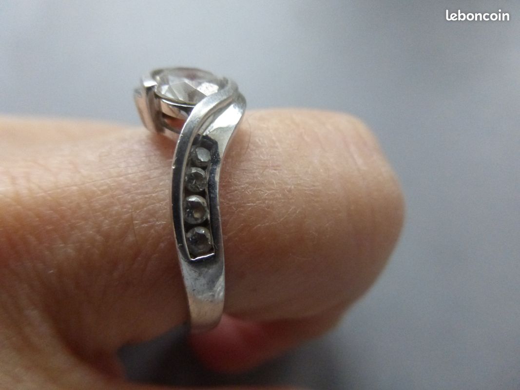 Bague argent 925 poinçons zirconiums marque DQCZ T.58 tbé (image 1)