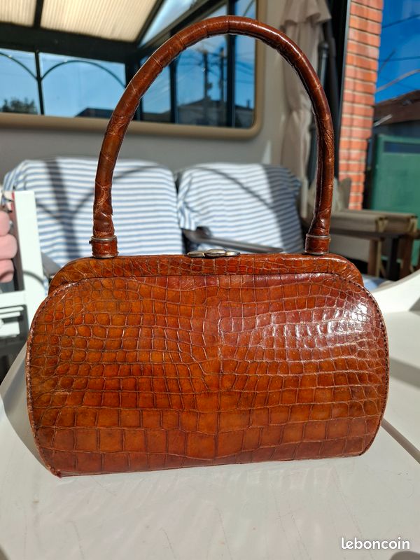 Sac à main cuir vintage croco.... (image 1)