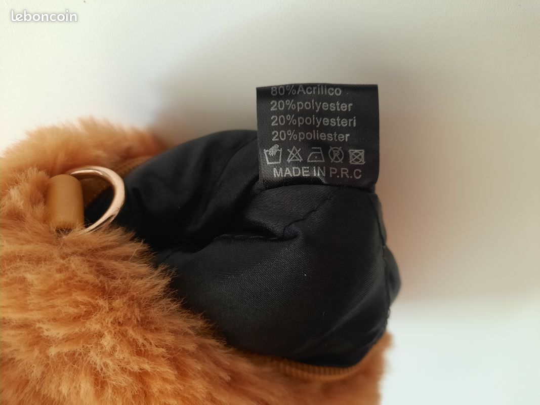 Moschino Sac Visage Ours Fourrure Synthétique Marron Bandoulière Doré