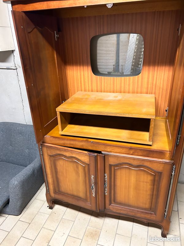 Meuble TV 4 portes Vintage en bois massif (image 5)