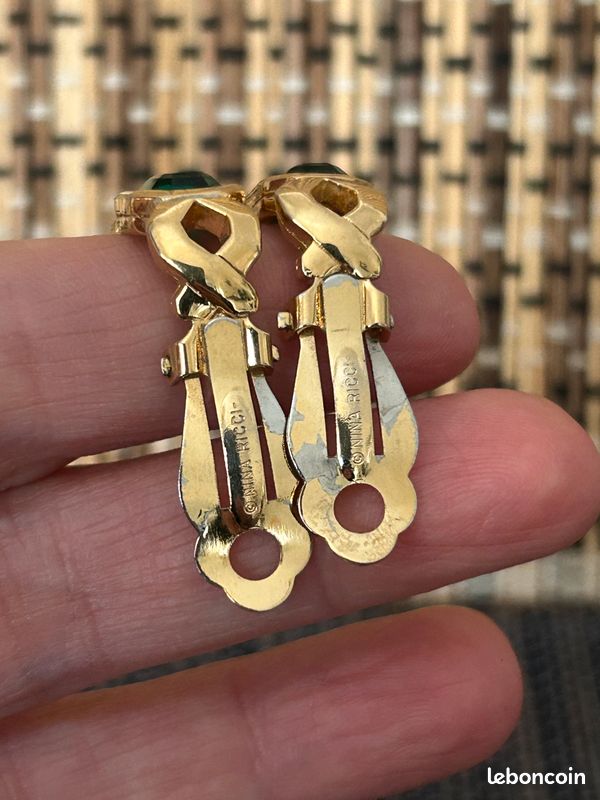 Boucles D'oreilles Clips Vintage Années 80 - Marque Georges Rech - Résine Dorée - Occasion
