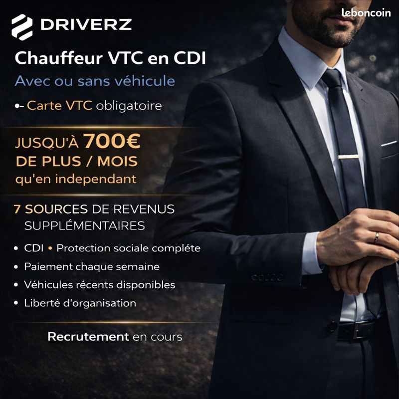 Chauffeur VTC en CDI – Revenus Illimités • Carte VTC Obligatoire (H/F/X) (image 1)