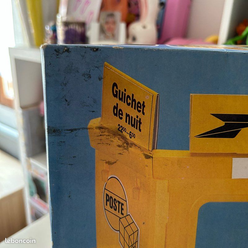 Jouet Ancien : Bureau De Poste En Carton Et Bois Peint - Vintage