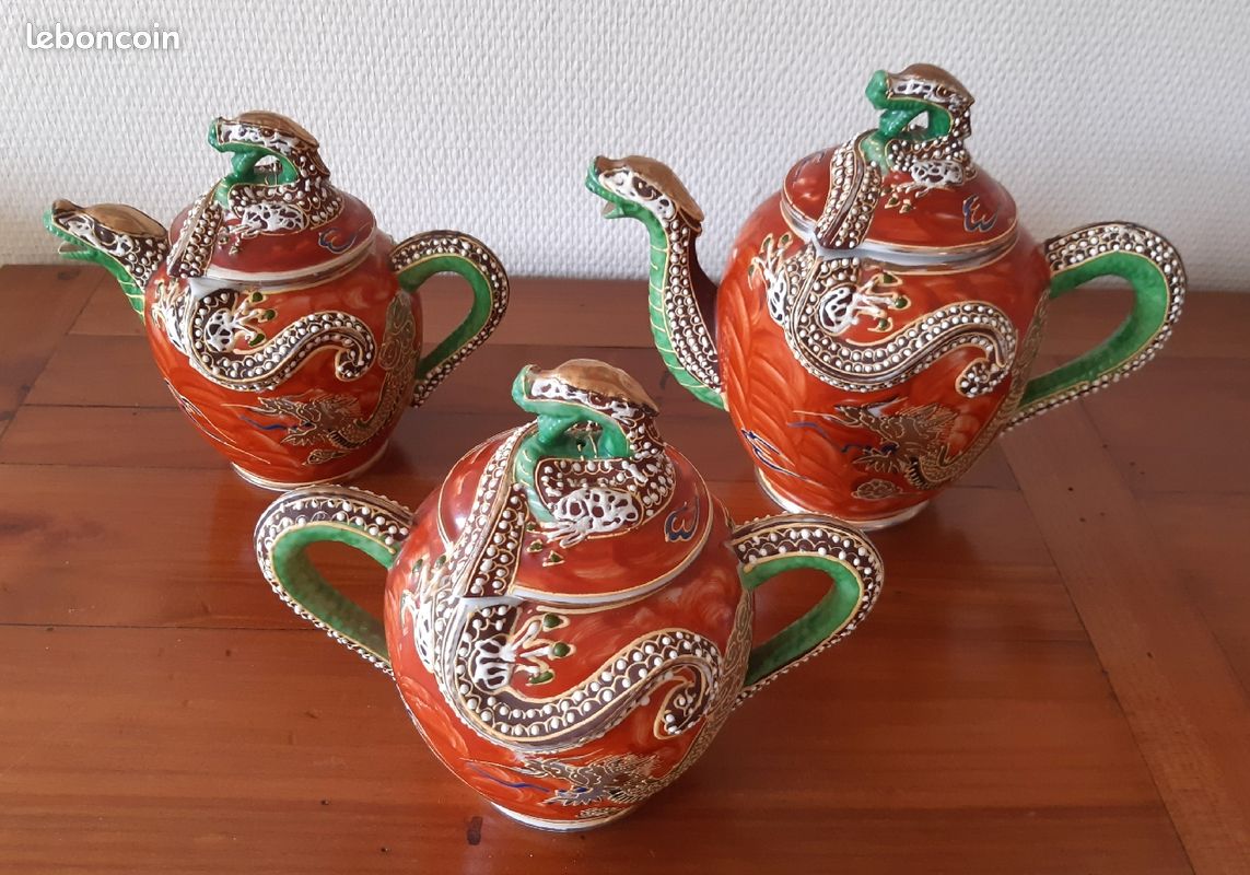 Service à thé, porcelaine du Japon, 3 pièces TBE (image 2)