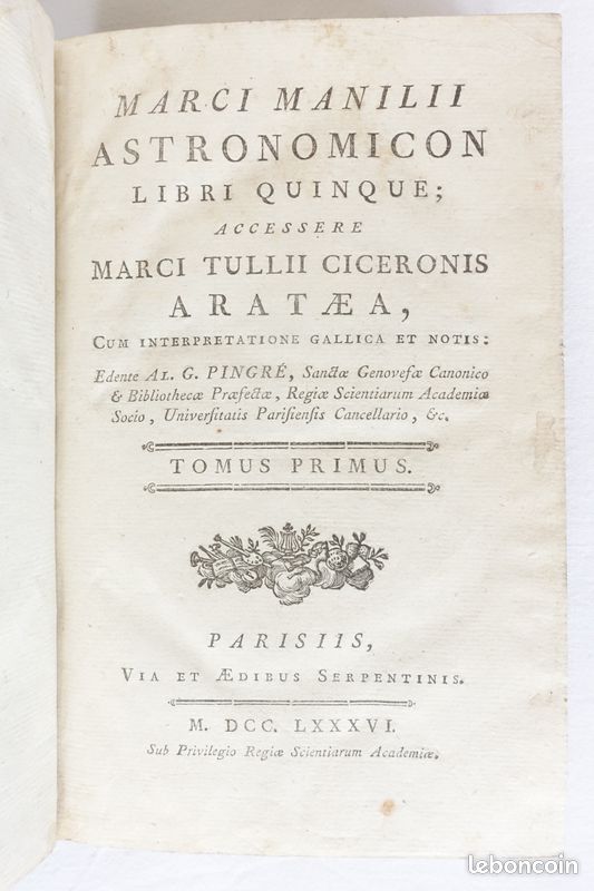 Les Astronomiques de Manilius - Marci Manilii Astronomicon Libri Quinque - M. Manilius / A.G. Pingre 1786 (image 5)