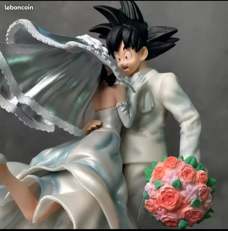 Kit Action FIgure Dragon Ball Goku e Chichi Noivos Enfeite de Bolo