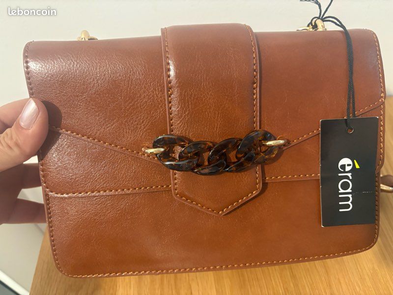 Eram Sac Ã Main En Bois Sac à Main TEXTO Beige Anses Bois Sacs à Main