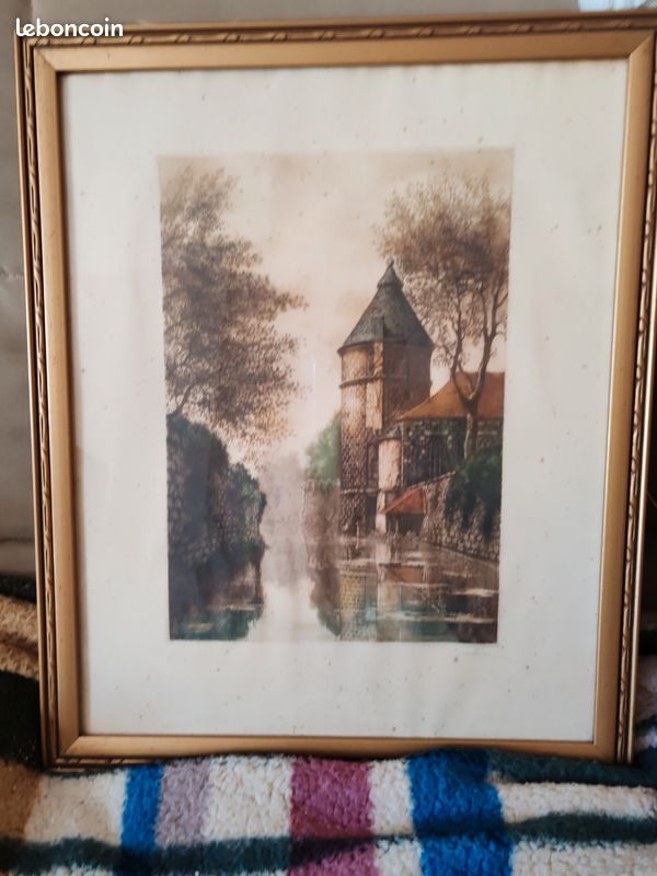 2 gravures anciennes (eaux-fortes) signées Combrier – scènes de village (image 1)
