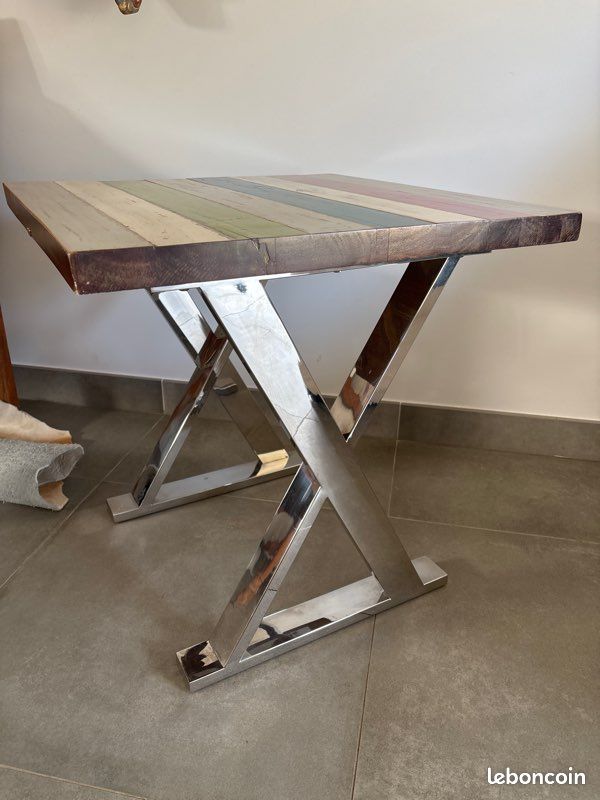 Table basse bois pied inox (image 3)