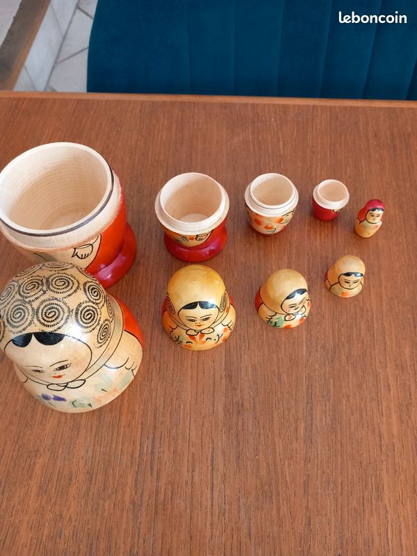 10 Pièces Poupées Gigognes Traditionnelles Russes Matryoshka en Bois
