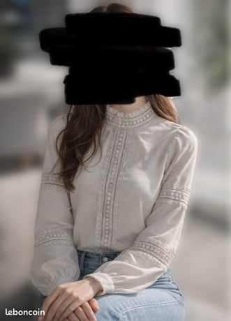 Chemisier / Blouse Rouge à Manches Dentelles - Taille 36/38, Neuf Sans étiquettes
