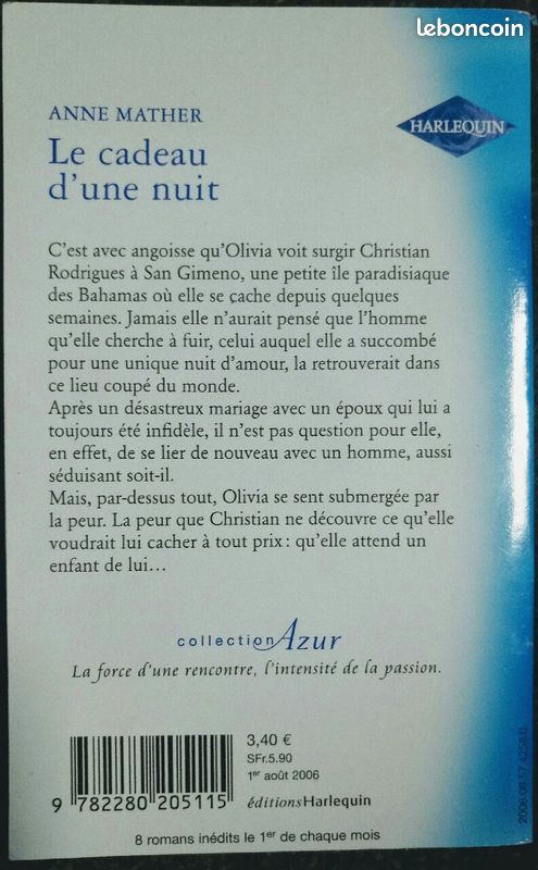 Roman "Le cadeau d une nuit" par Anne MATHER (image 3)