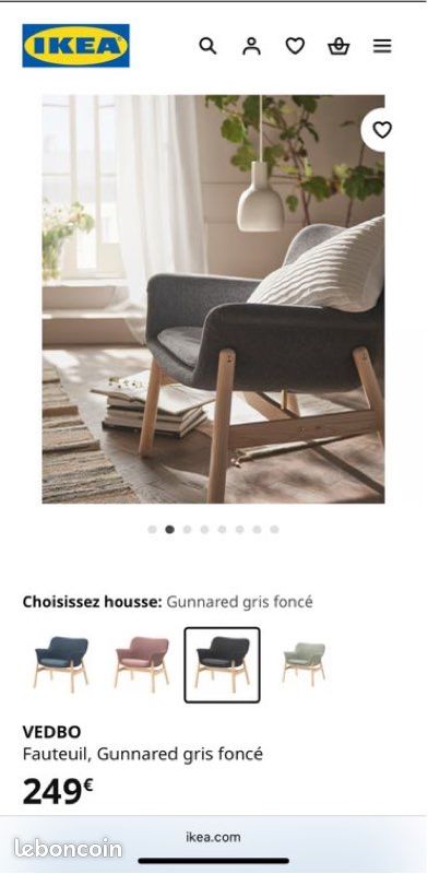 Fauteuil style scandinave IKEA gris tissu (image 5)